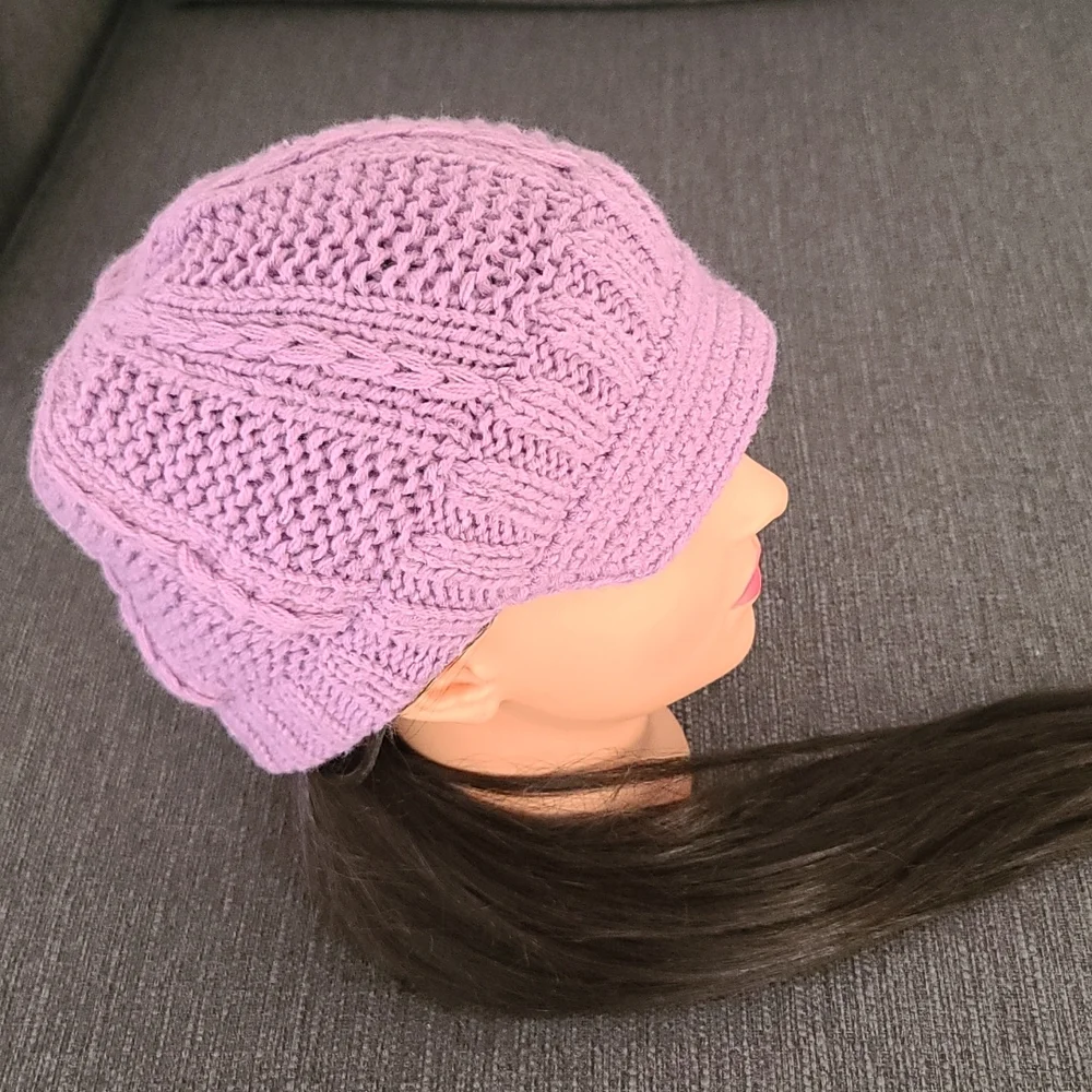 Goorin Bros Cableknit Crochet Soft Small Brim Beanie Hat Kids Girls M L